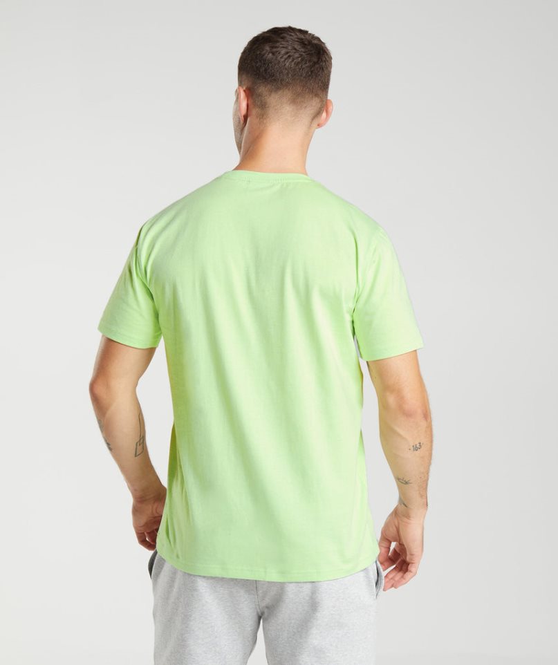 Men's Gymshark Crest T-Shirts Green | NZ 3IOYUH